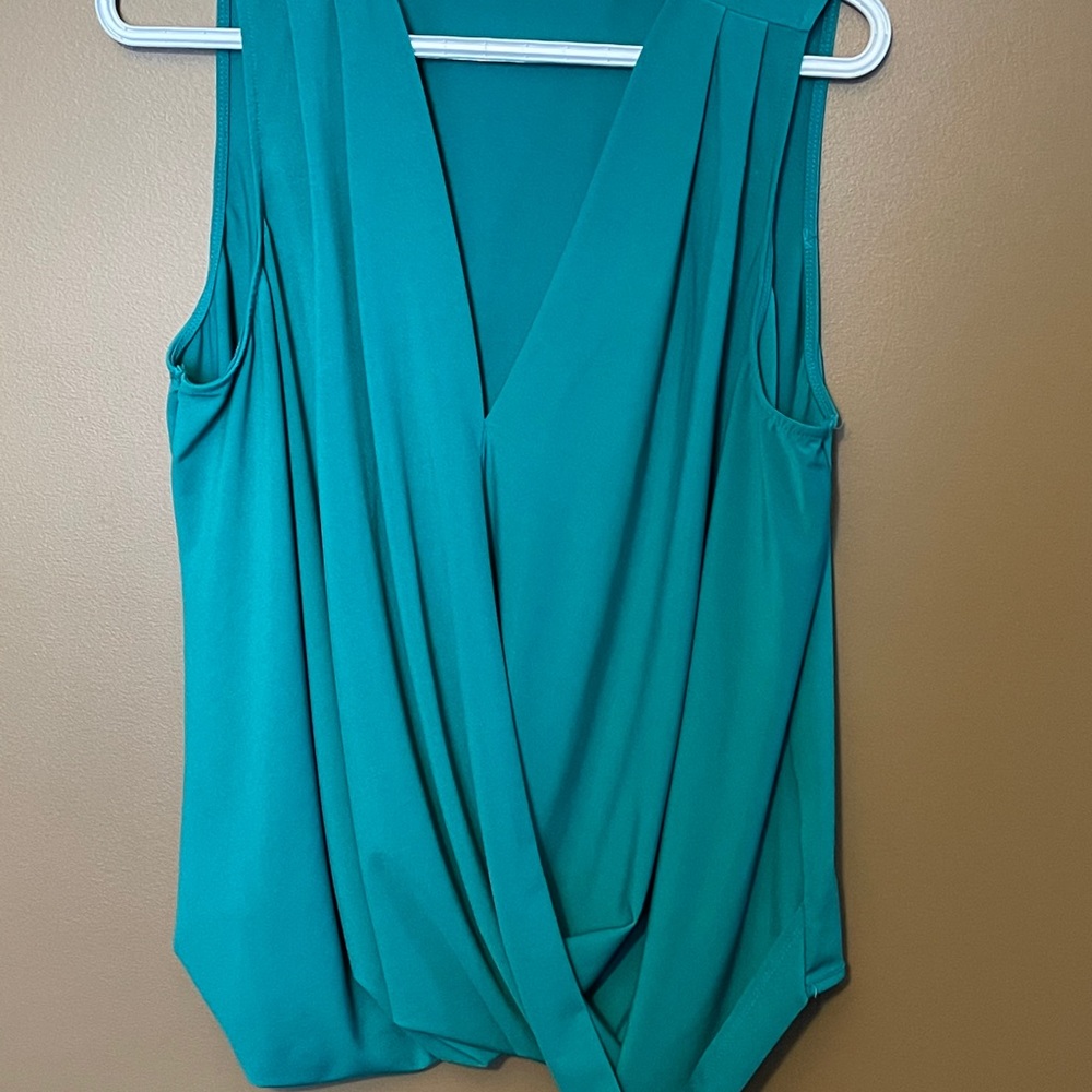 Green Crossover Sleeveless Blouse
